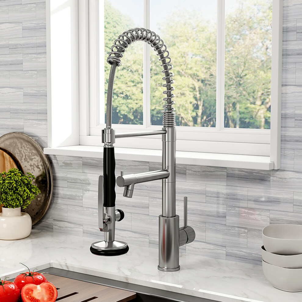 Swivel Kitchen Mixer Tap Faucet with Pull Down Sprayer and Pot Filler