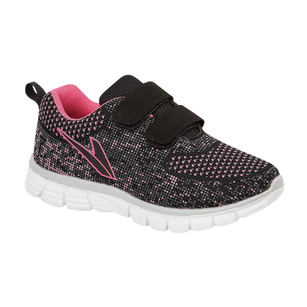 (2 UK Junior, Black/Fuchsia) Dek Zap Kids 2 Touch Fastening Trainer