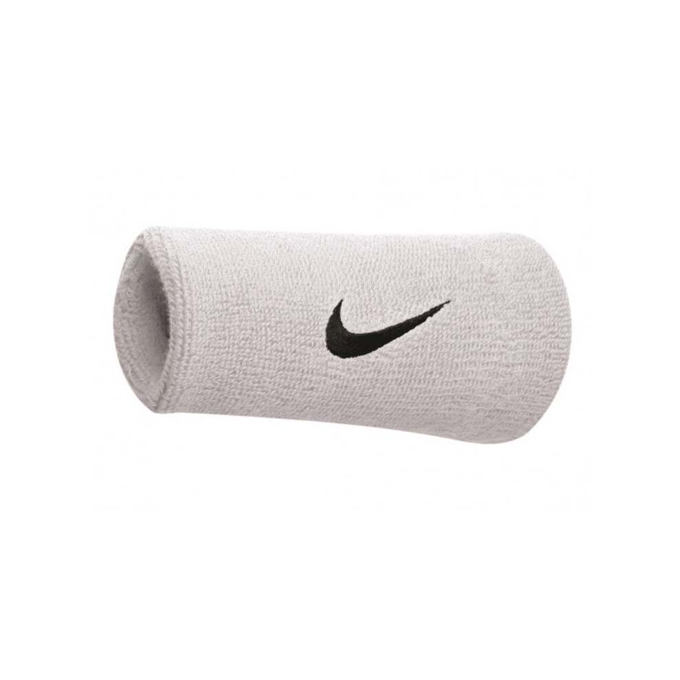 (One Size, White/Black) Nike Jumbo Swoosh Wristband (Pack of 2)