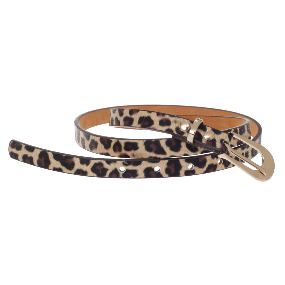 (XL, Brown Leopard) Grace Womens/Ladies Leopard Print Leather Belt