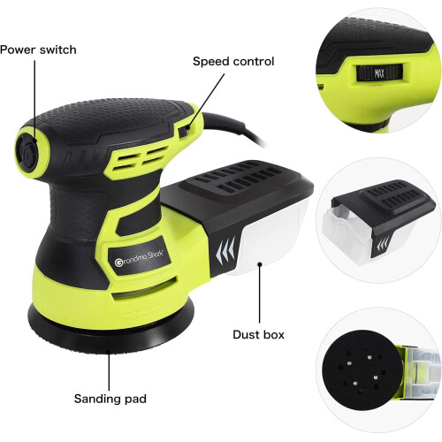 Orbital Orbit Sander Machine 6 Variable Speeds 350W with Sandpaper Kit 1