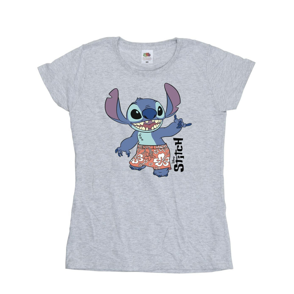 (M, Sports Grey) Disney Womens/Ladies Lilo & Stitch Bermuda Shorts Cotton T-Shirt