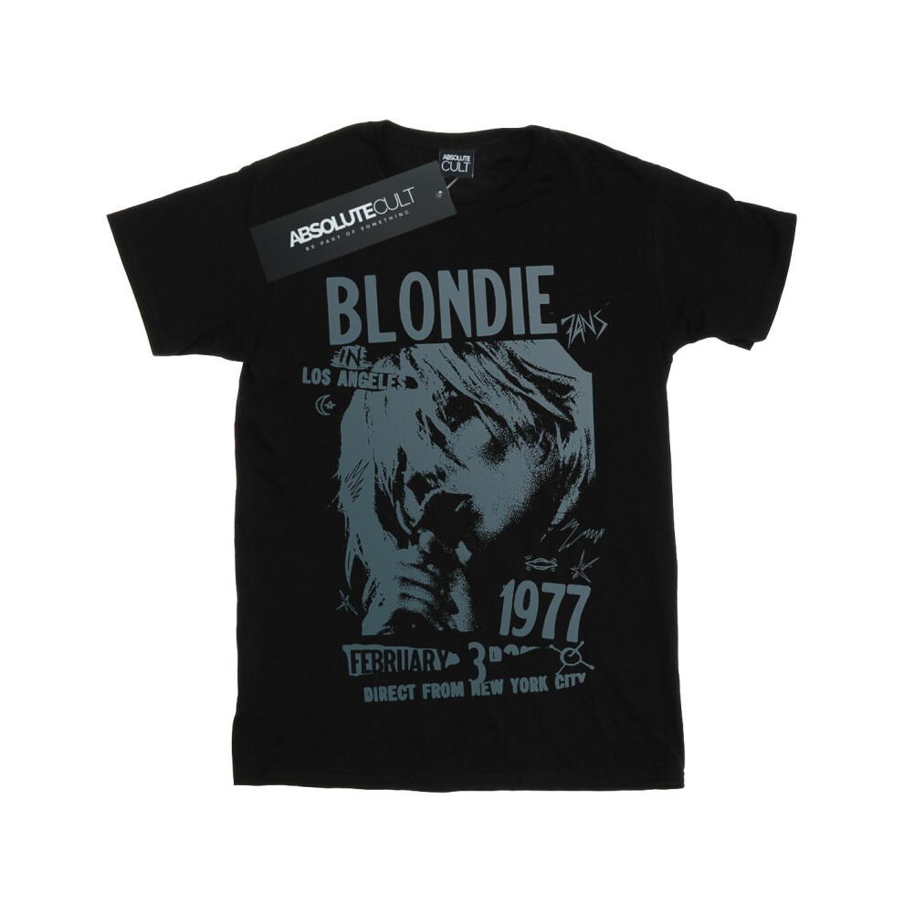 (4XL, Black) Blondie Womens/Ladies Tour 1977 Chest Cotton Boyfriend T-Shirt