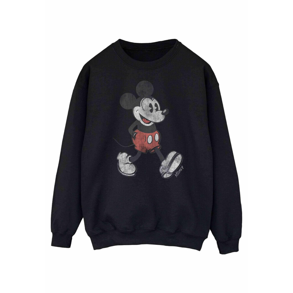 (L, Black) Disney Womens/Ladies Walking Mickey Mouse Sweatshirt