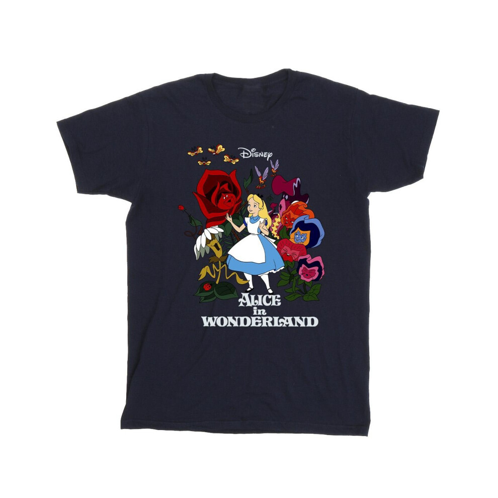 Disney Mens Alice In Wonderland Flowers T-Shirt