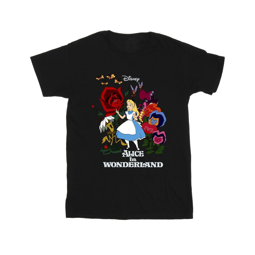 Disney Mens Alice In Wonderland Flowers T-Shirt