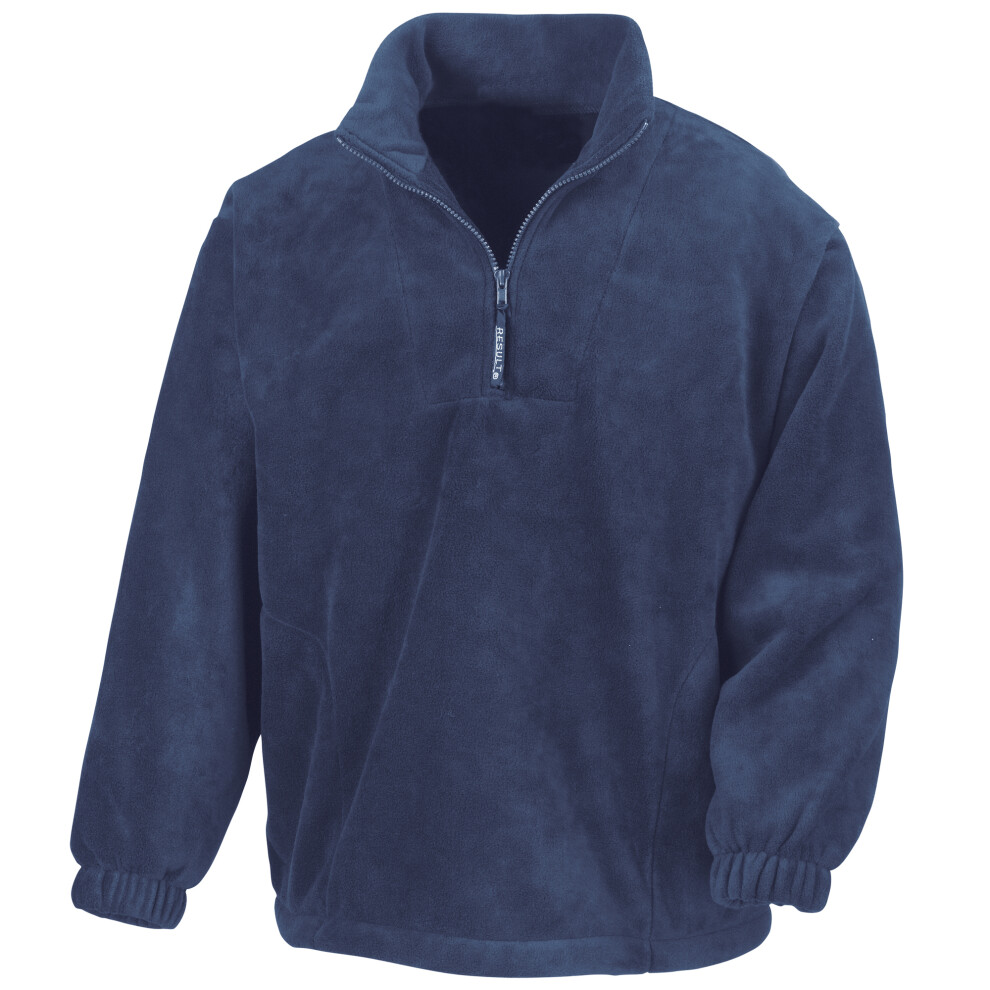 (S, Navy Blue) Result Unlined Active 1/4 Zip Anti-Pilling Fleece Top 