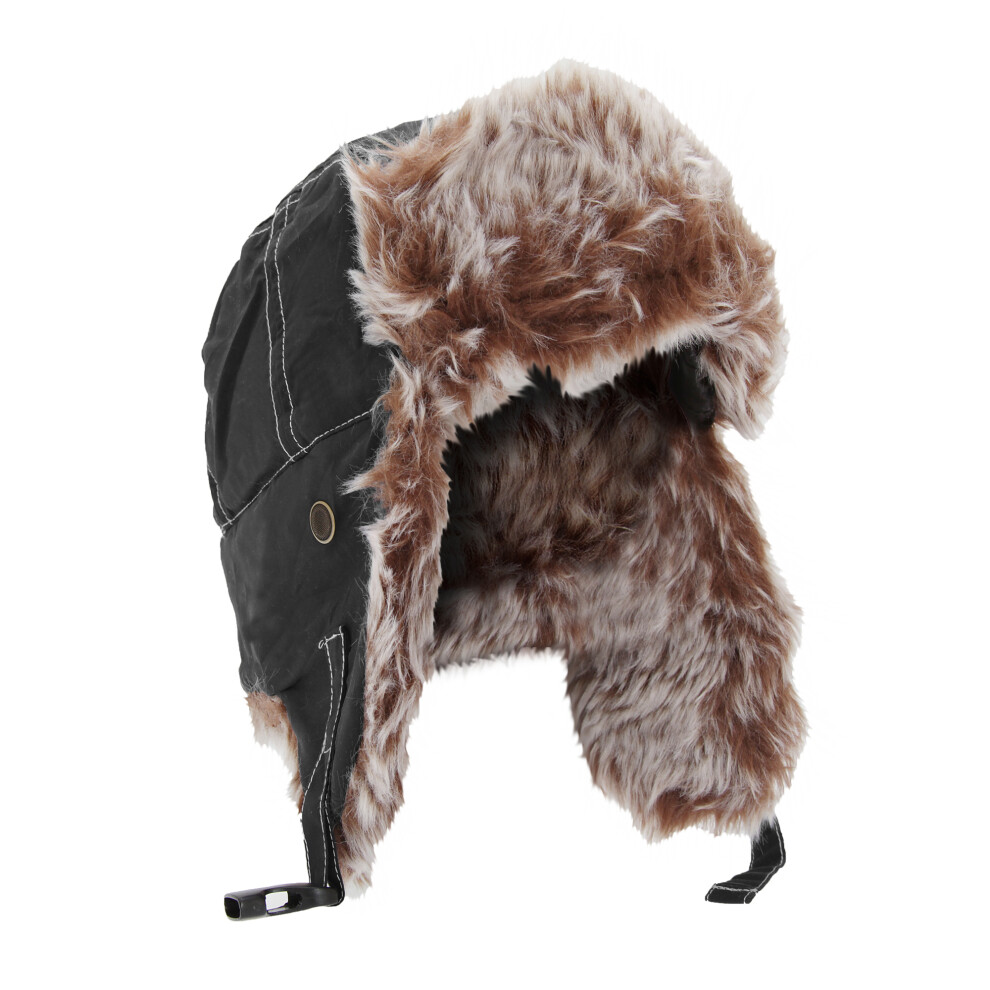 (S, Jet Black) Result Unisex Classic Thermal Winter/Ski Sherpa Trapper Hat