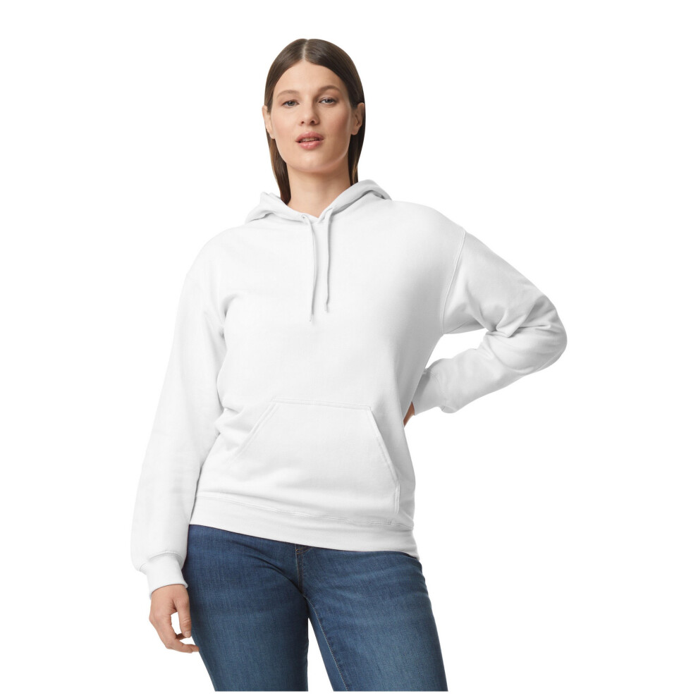 (XL, White) Gildan Unisex Adult Softstyle Plain Fleece Midweight Hoodie