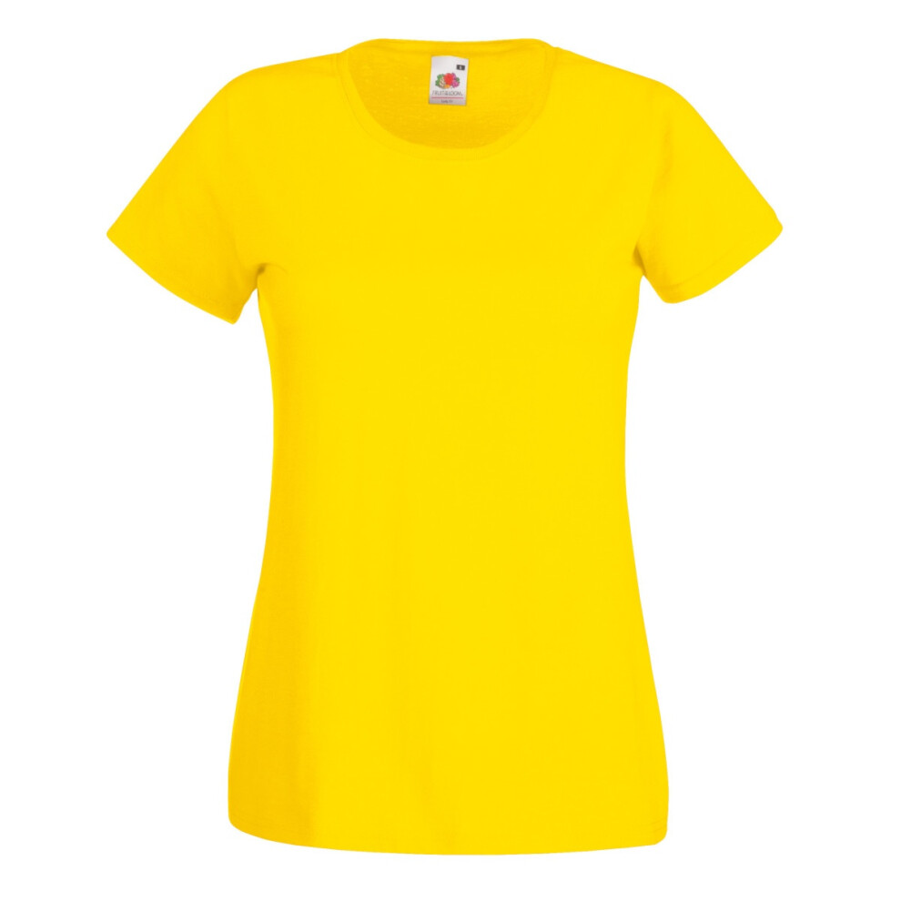(XL, Yellow) Fruit Of The Loom Ladies/Womens Lady-Fit Valueweight Short Sleeve T-Shirt (Pack Of 5)