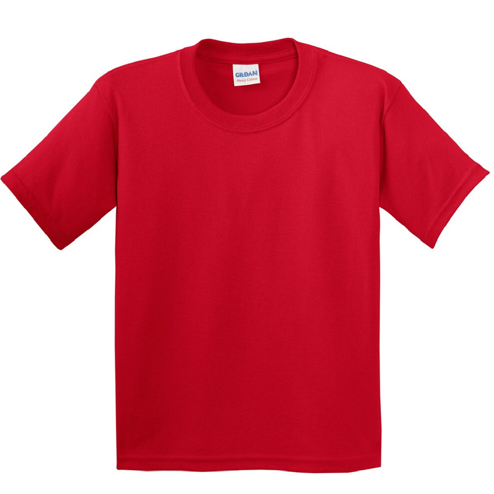 (XL, Red) Gildan Youth Unisex Heavy Cotton T-Shirt