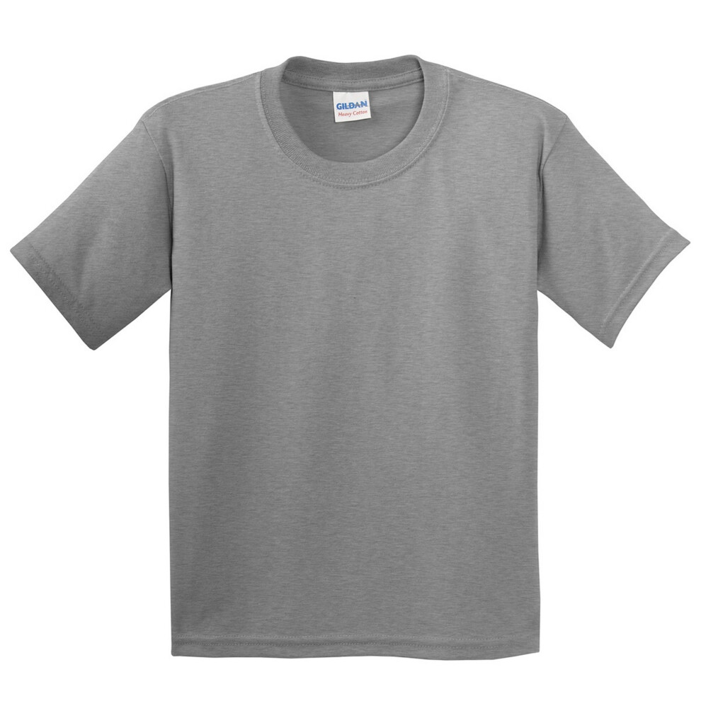(S, Sport Grey) Gildan Youth Unisex Heavy Cotton T-Shirt