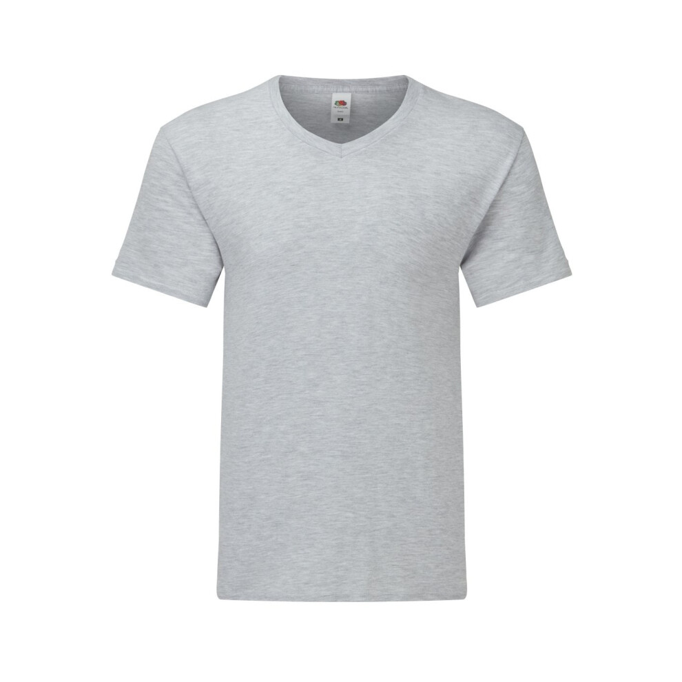 (5XL, Heather Grey) Fruit Of The Loom Mens Iconic 150 V Neck T-Shirt