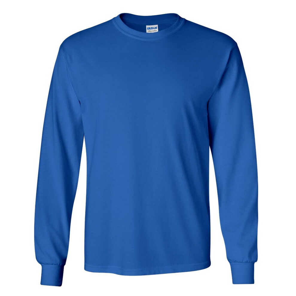 (M, Royal) Gildan Mens Plain Crew Neck Ultra Cotton Long Sleeve T-Shirt