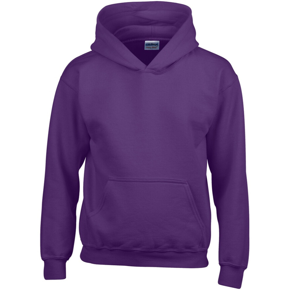 (XL, Purple) Gildan Heavy Blend Childrens Unisex Hooded Sweatshirt Top / Hoodie