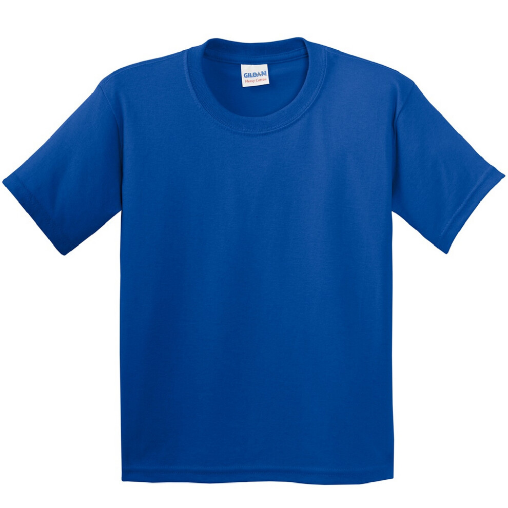 (S, Royal) Gildan Childrens Unisex Heavy Cotton T-Shirt (Pack Of 2)
