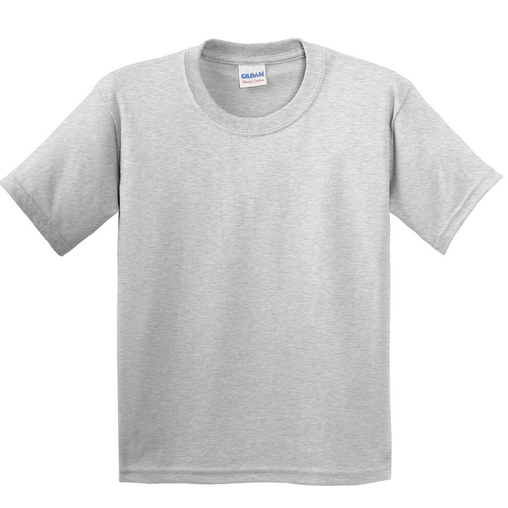 (XL, Ash Grey) Gildan Childrens Unisex Heavy Cotton T-Shirt (Pack Of 2)