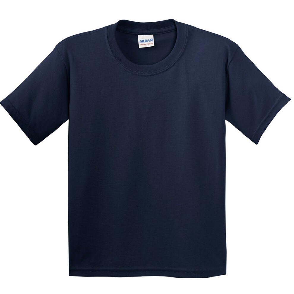 (XL, Navy) Gildan Childrens Unisex Heavy Cotton T-Shirt (Pack Of 2)