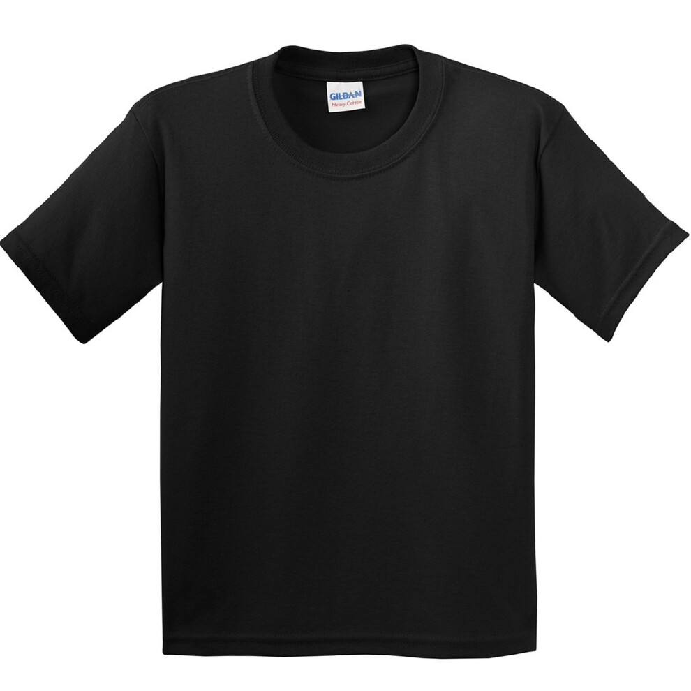 (XL, Black) Gildan Childrens Unisex Heavy Cotton T-Shirt (Pack Of 2)