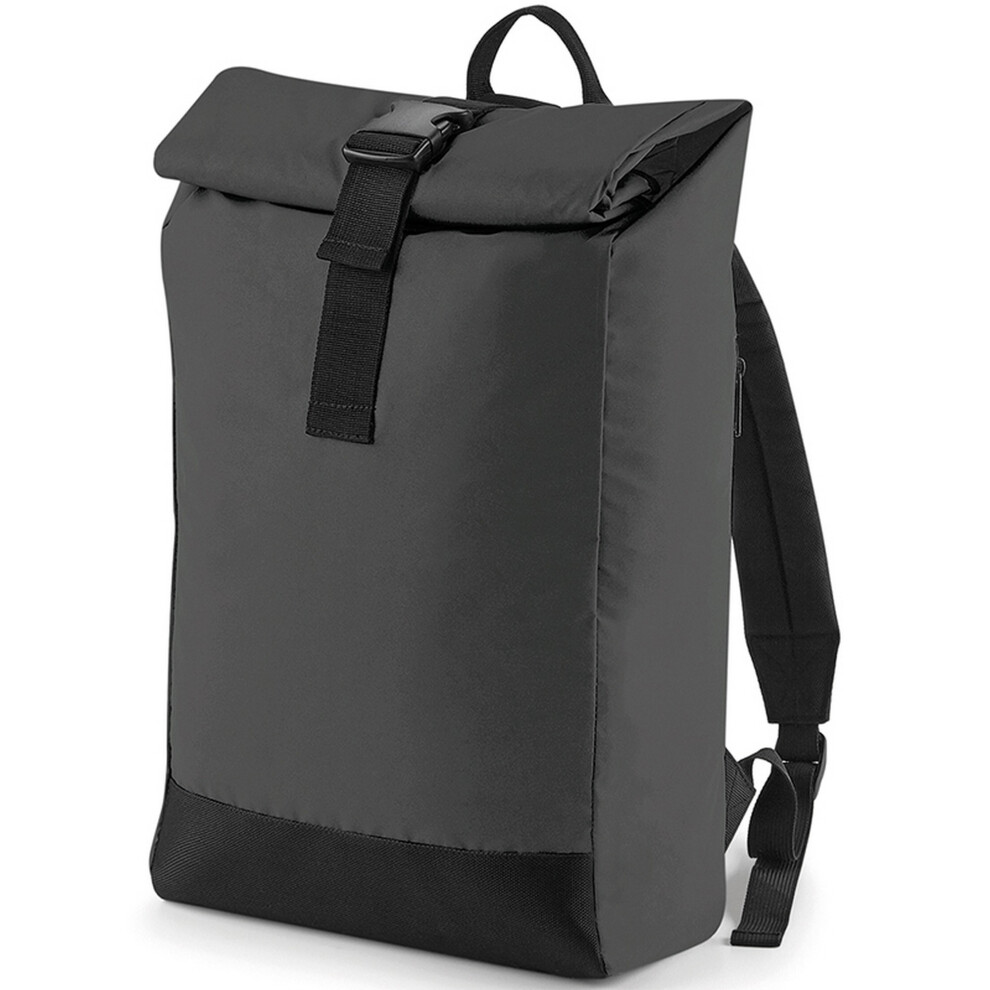 Bagbase Unisex Black (One Size, /Reflective) Reflective Roll Top Backpack