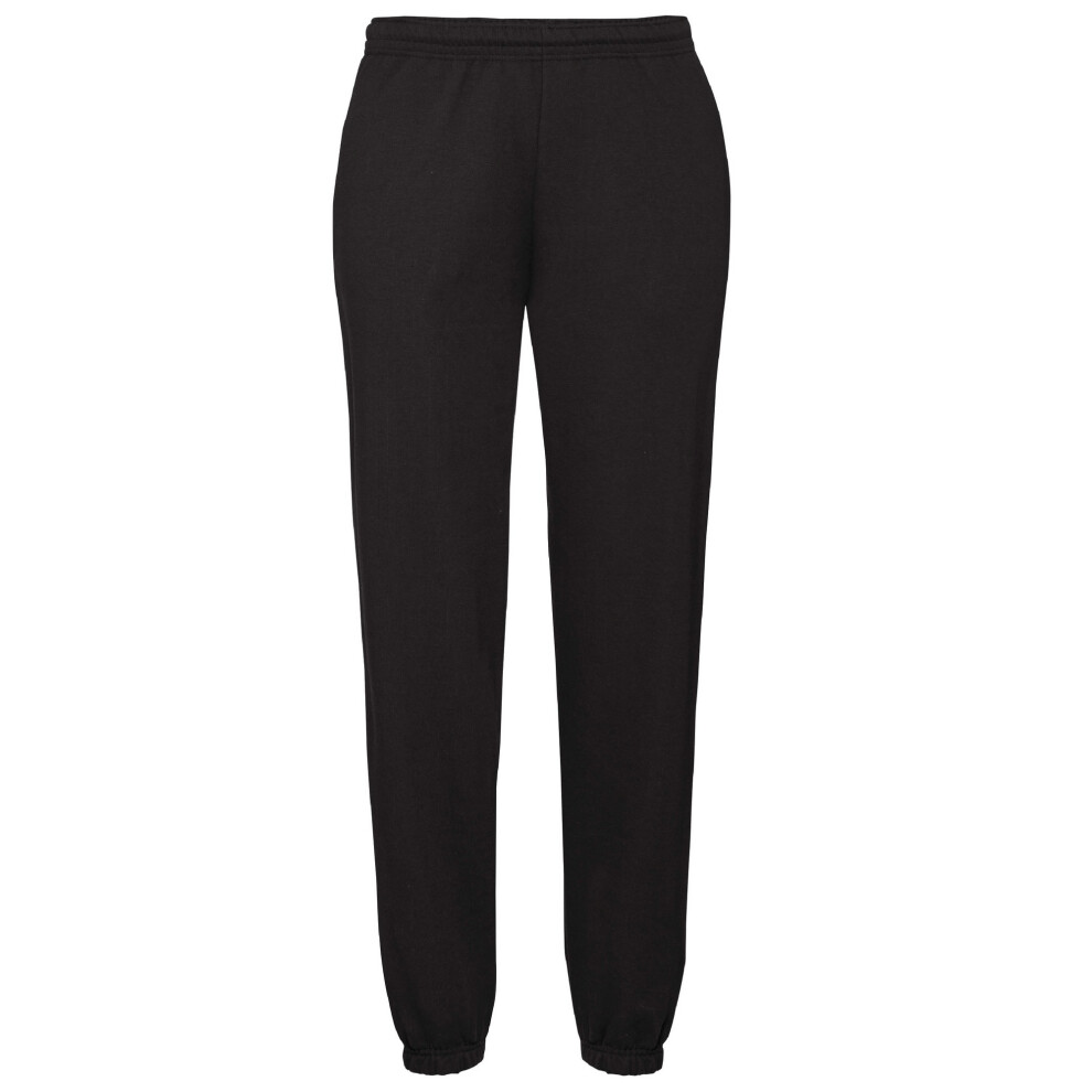 (L, Black) Fruit Of The Loom Mens Elasticated Cuff Jog Pants / Jogging Bottoms