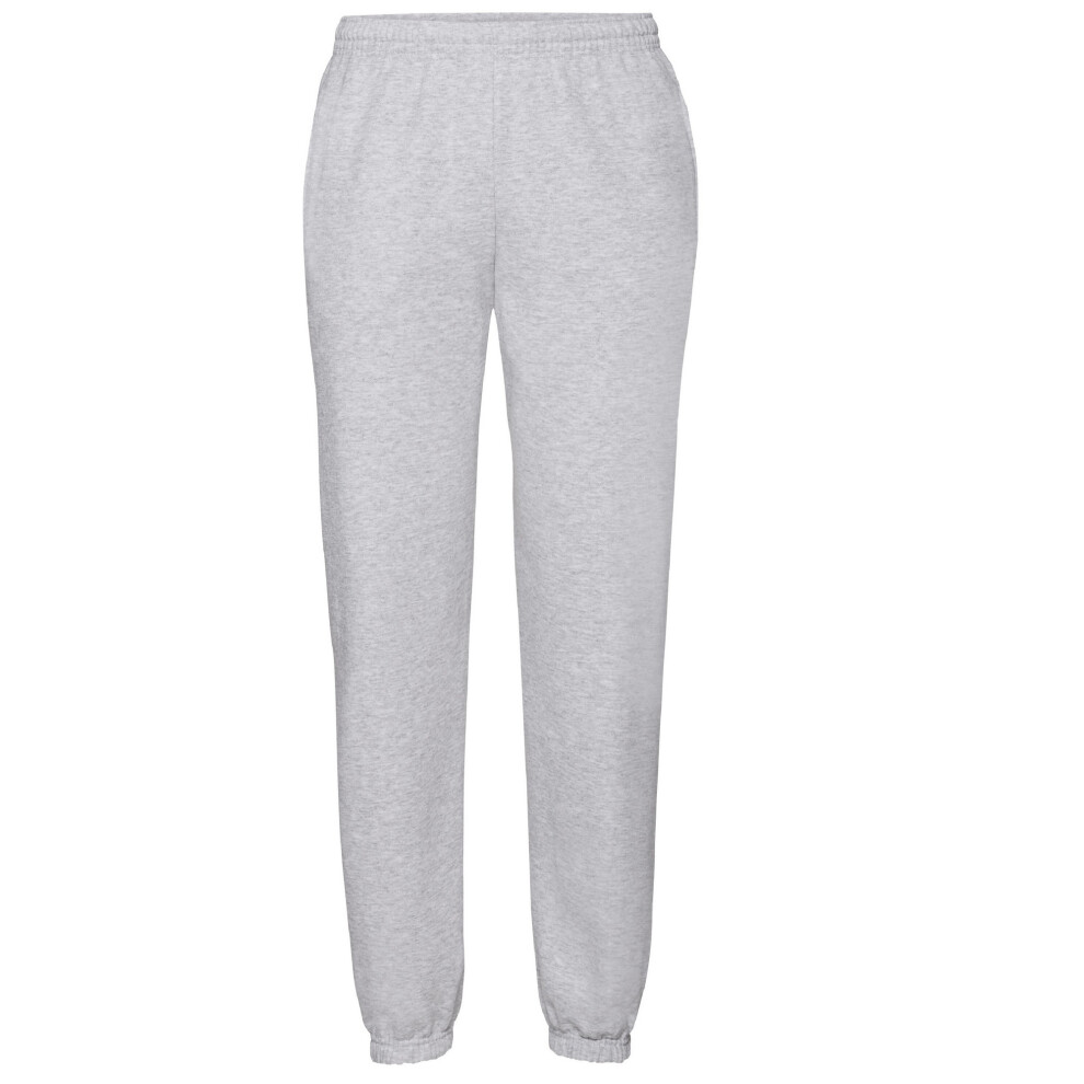 (L, Heather Grey) Fruit Of The Loom Mens Elasticated Cuff Jog Pants / Jogging Bottoms