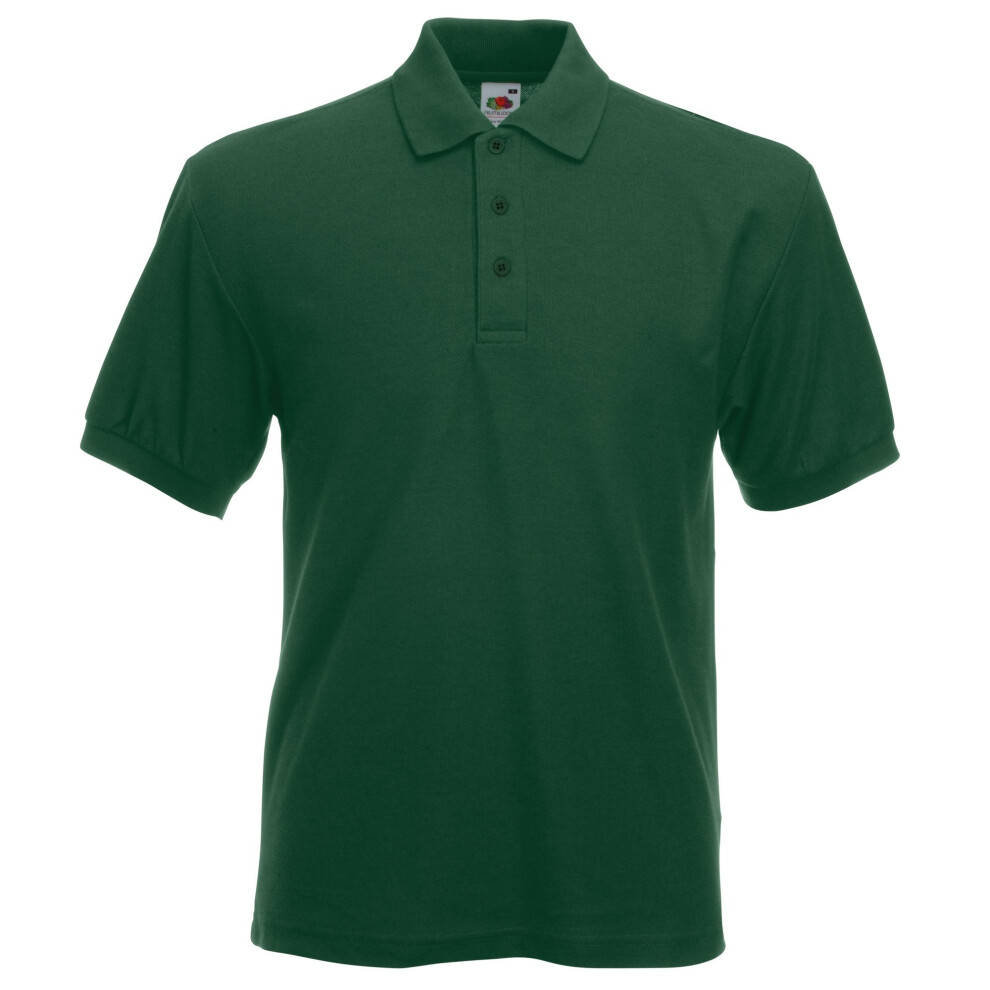 (S, Bottle Green) Fruit Of The Loom Mens 65/35 Heavyweight Pique Short Sleeve Polo Shirt