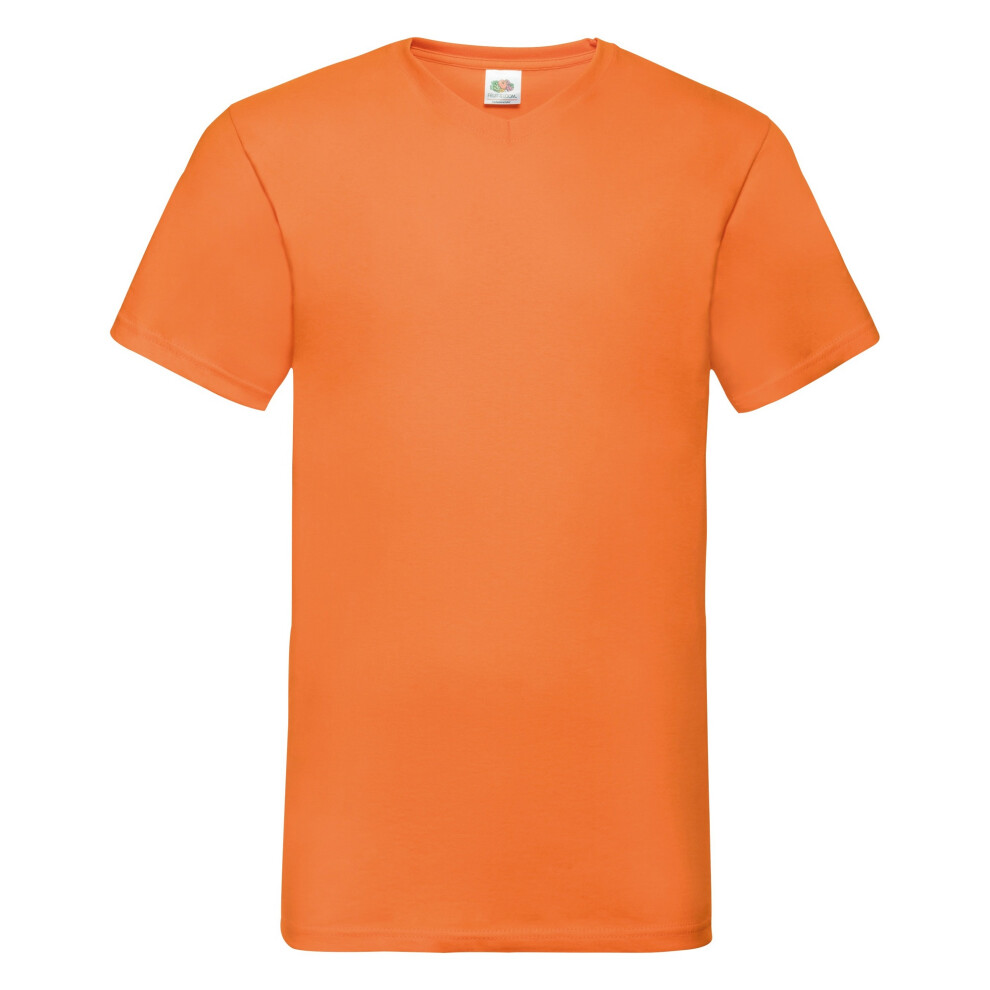 (L, Orange) Fruit Of The Loom Mens Valueweight V-Neck, Short Sleeve T-Shirt