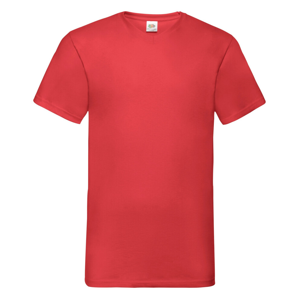 (M, Red) Fruit Of The Loom Mens Valueweight V-Neck, Short Sleeve T-Shirt
