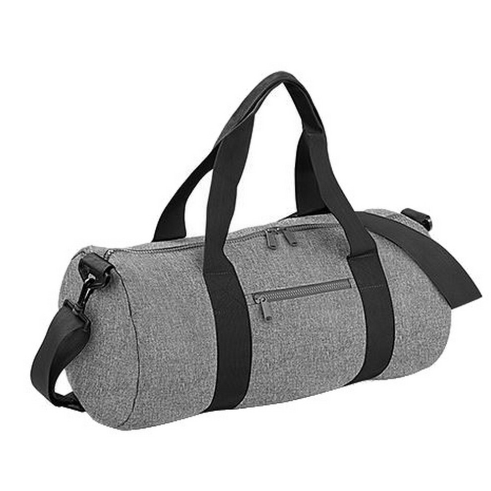 (One Size, Grey Marl/Black) Bagbase Plain Varsity Barrel / Duffle Bag (20 Litres)