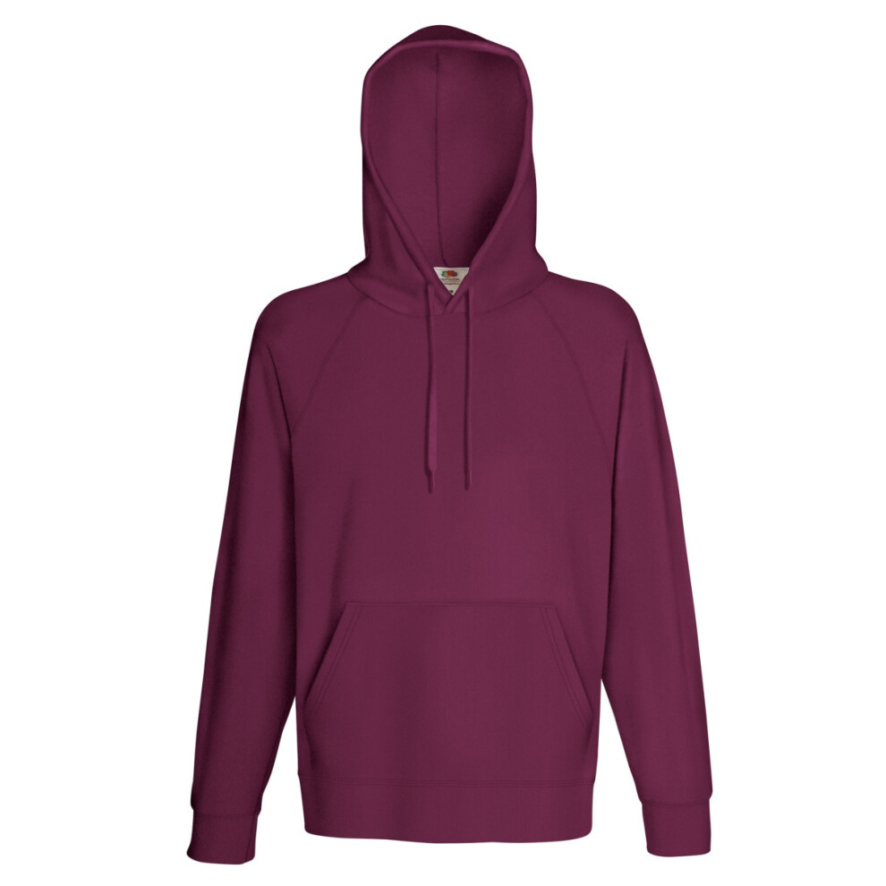 (2XL, Burgundy) Fruit Of The Loom Mens Lightweight Hooded Sweatshirt / Hoodie (240 GSM)