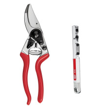 Felco Model 8 Secateurs with Sharpening Tool - Swiss Made Pruning Shears, 25mm Cut, Anvil Blade, Red Handles