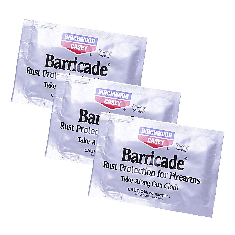 (3 pack) Birchwood Casey Barricade - field take along gun cleaning wipes rust protection