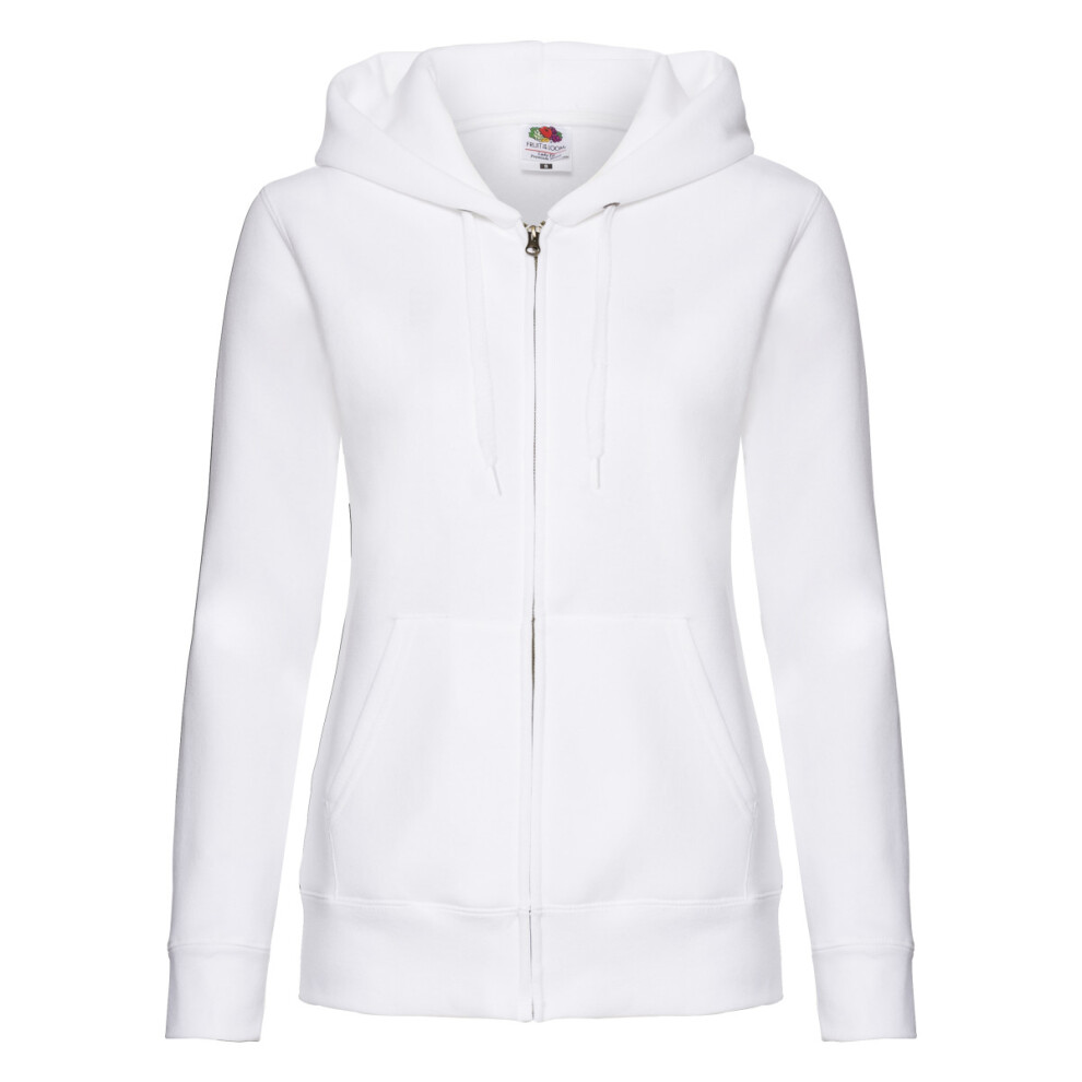 (2XL, White) Fruit Of The Loom Ladies Lady-Fit Hooded Sweatshirt Jacket