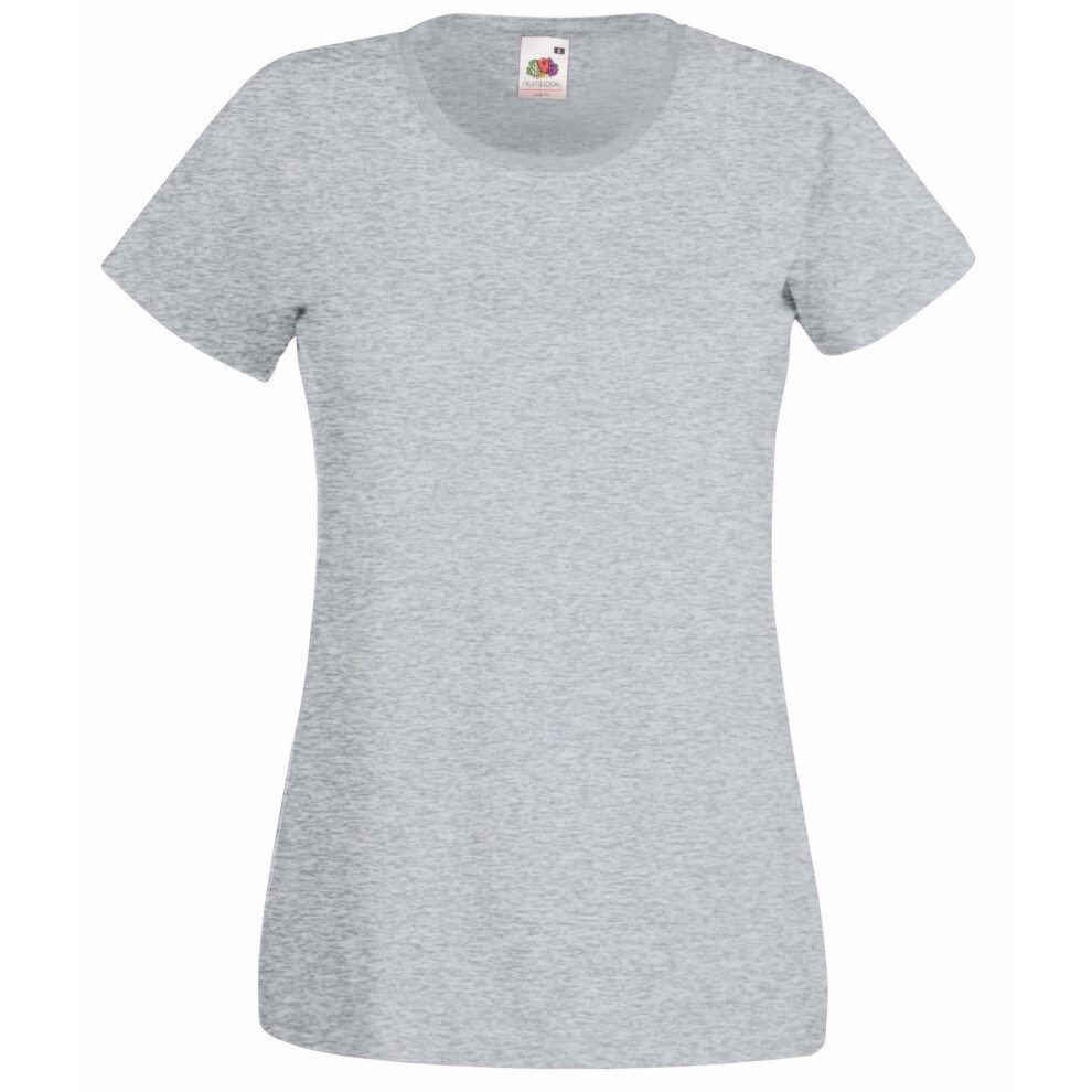 (XS, Heather Grey) Fruit Of The Loom Ladies/Womens Lady-Fit Valueweight Short Sleeve T-Shirt