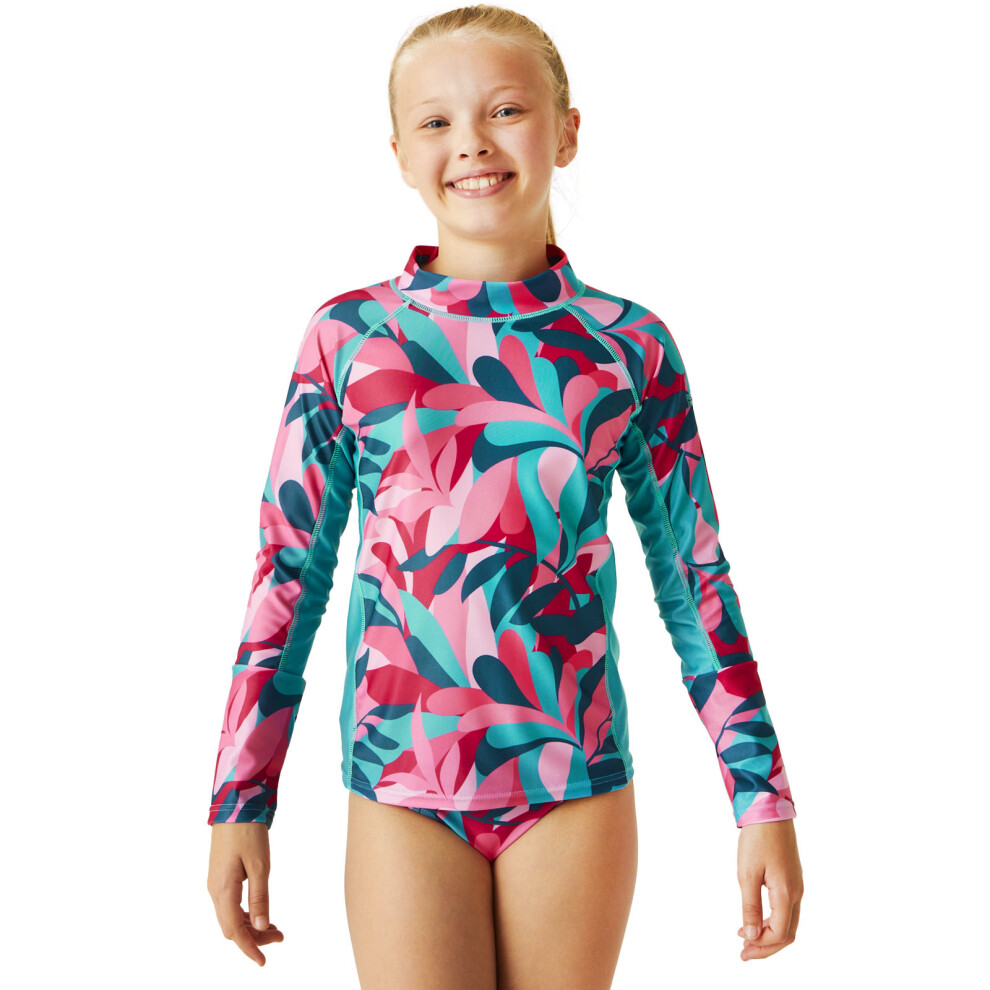 (3-4 Yrs, Tahoe Blue) Regatta Kids Hoku II Long Sleeve UV Protect Swim Surf Rash Vest Guard T-Shirt