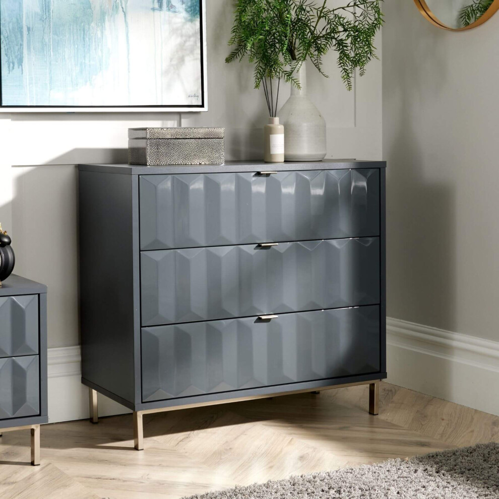 Siena 3 Drawer High Gloss Chest Storage Unit