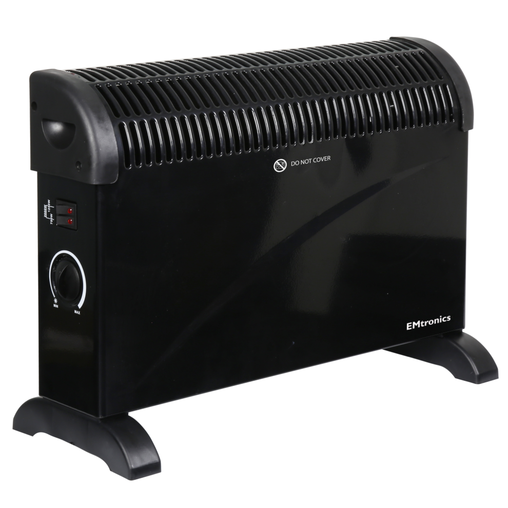 (Black, 2000W) EMtronics Convection Heater 2000W with Thermostat