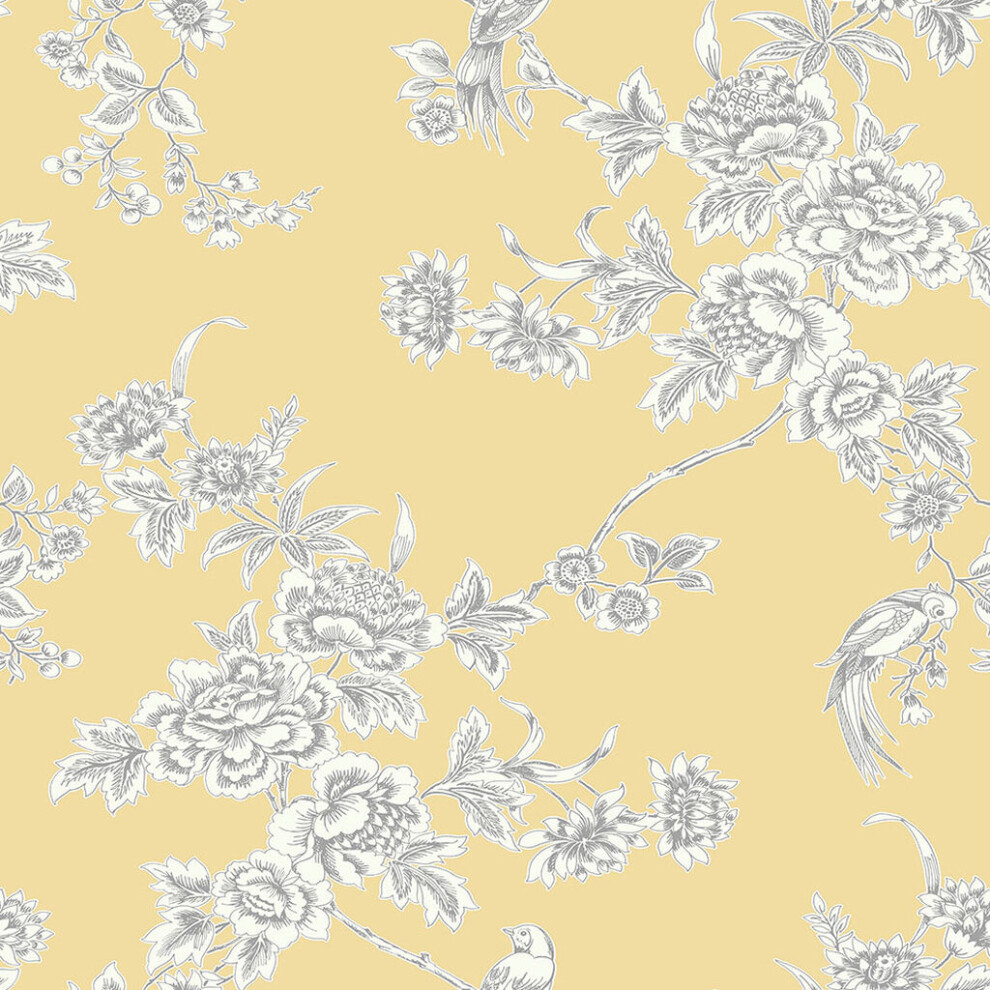 Superfresco Easy Yellow/Grey Silhouette Wild Flower Paste the Wall Wallpaper (Was 15)