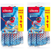 Vileda Supermocio 3Action XL Mop Head Replacement 2 Twin Packs
