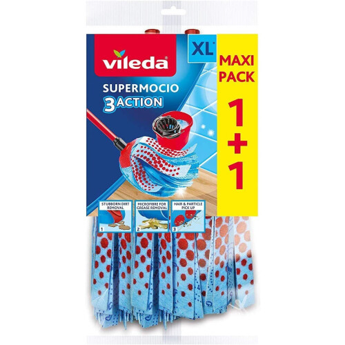 Vileda Vileda Supermocio 3Action XL Mop Head Replacement 2 Twin Packs 1