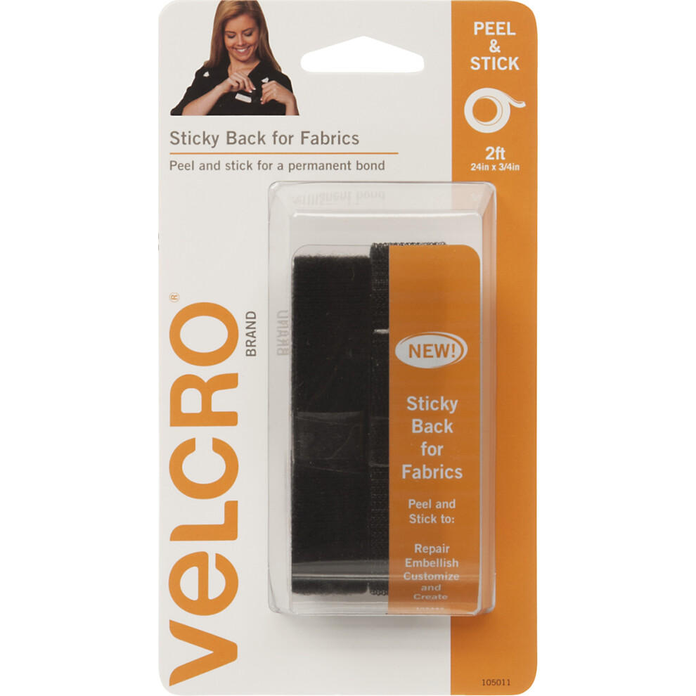 VELCRO(R) Brand Sticky Back For Fabric Tape .75"X24"-Black 91878