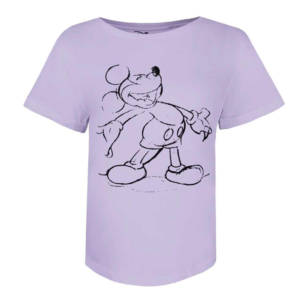 (M, Lilac) Disney Womens/Ladies Mickey Giggles Cotton T-Shirt