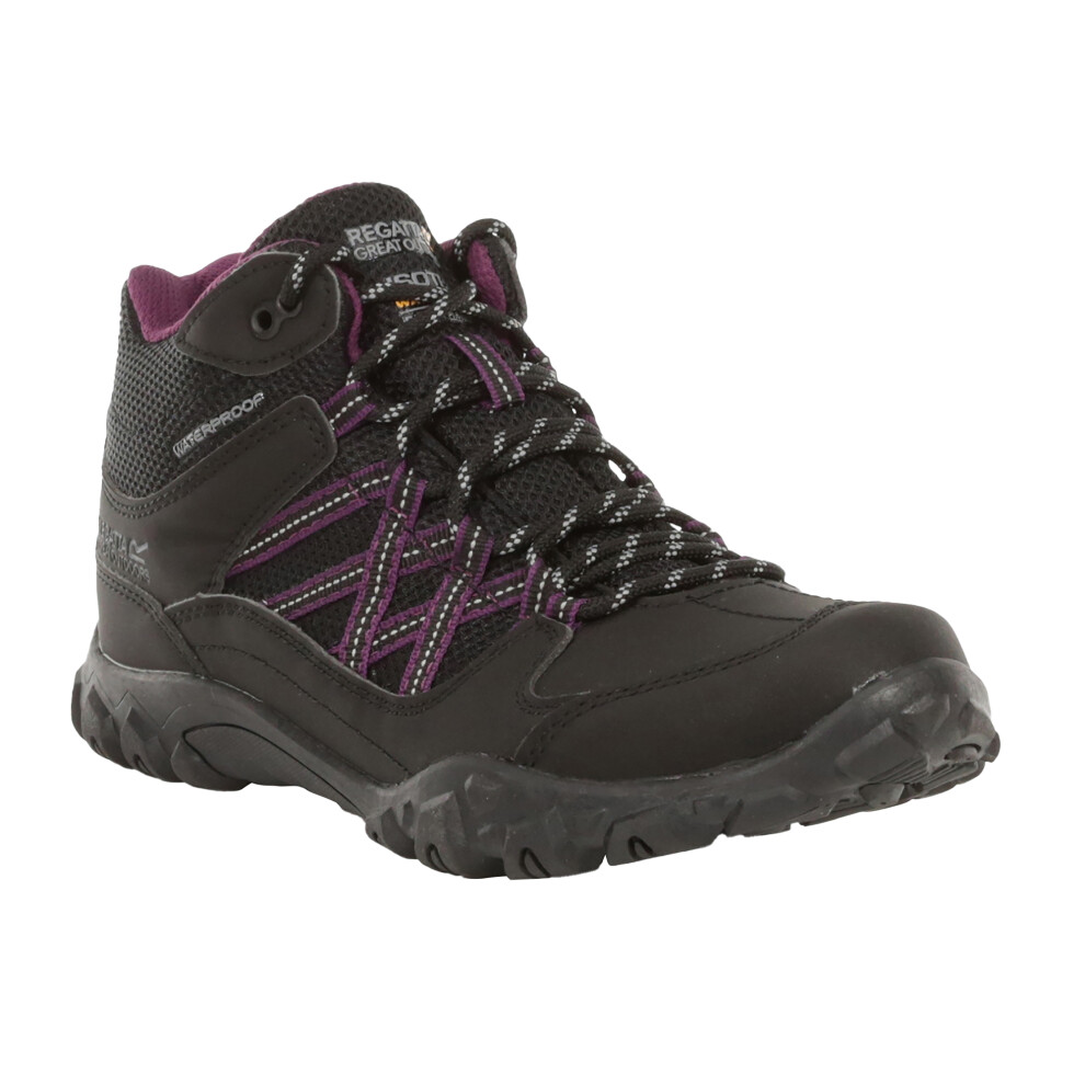 (8 UK, Black/Prune) Regatta Womens/Ladies Edgepoint Waterproof Walking Boots