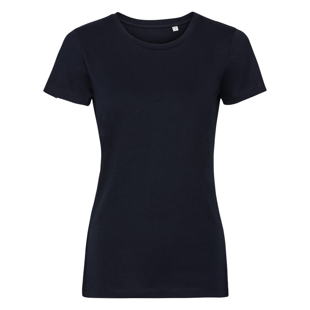(S, French Navy) Russell Womens/Ladies Authentic Pure Organic Tee