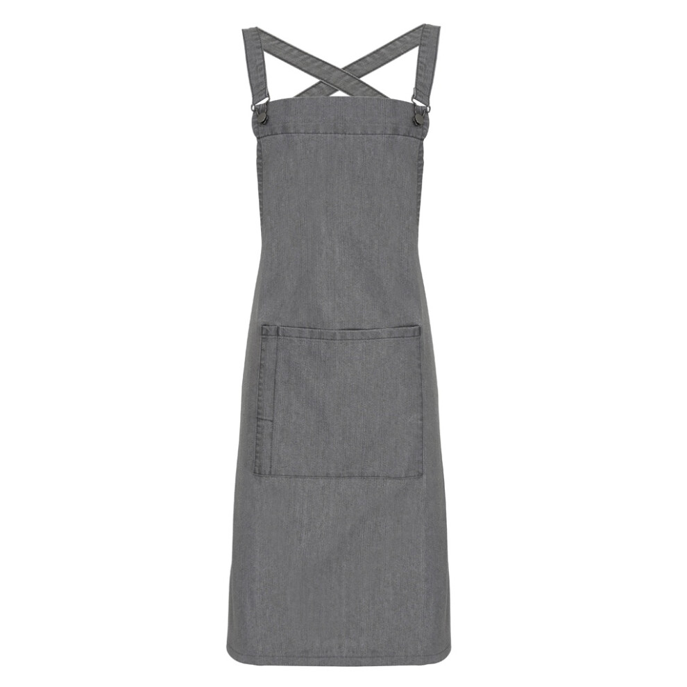 (One Size, Grey Denim) Premier Cross Back Barista Bib Apron