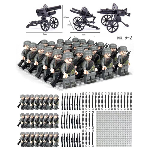 24pcs British German Soviet Army Square Army Military Building Block Set with Small Particle Assembly for Bottom Plate Toys