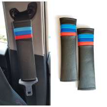 CAR SEAT BELT PADS SHOULDER STRAP CARBON FIBRE LEATHER SUITABLE FOR BMW M SPORT