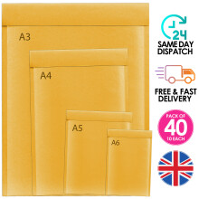 (4 Size 40(A3,A4,A5,A6)) Bubble Padded Envelopes Postal Wrap Small Large Size Mailing Bags Postal Wrap (Pack of 10)