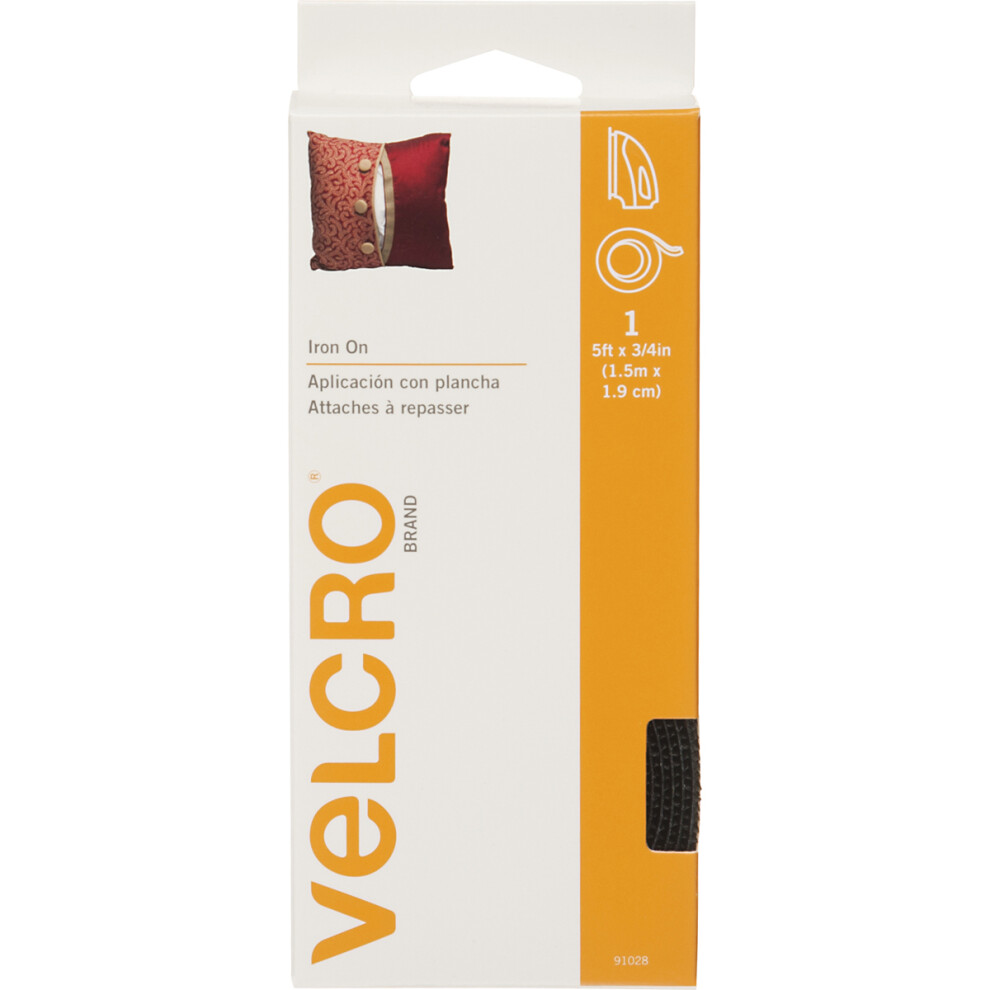 VELCRO(R) Brand Iron-On Tape 3/4"X5'-Black 91028